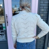 KNIT SWEATER W/ PEARL BUTTON DETAIL