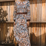 Printed Pleated Midi Skirt