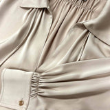 Satin Tie-Neck Long Sleeve Blouse