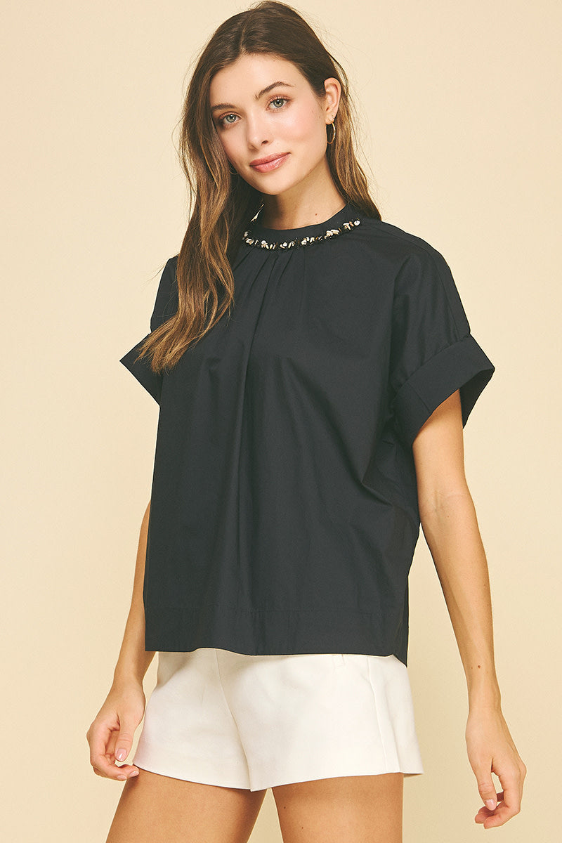 BEAD NECK BLOUSE