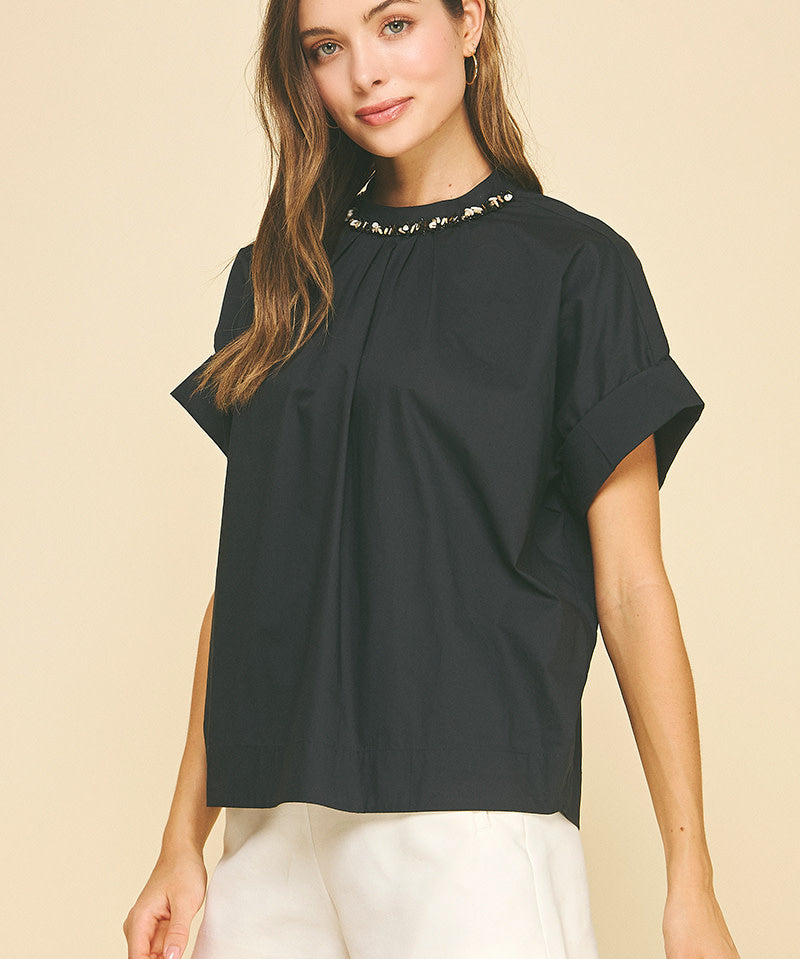 BEAD NECK BLOUSE