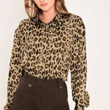 Silky Leopard Button Down Blouse