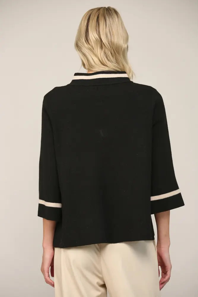 CONTRAST MOCK NECK SWEATER