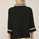 CONTRAST MOCK NECK SWEATER
