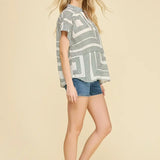 GEOMETRIC VNECK BLOUSE