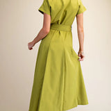 FRONT POCKET BUTTON DOWN MIDI DRESS