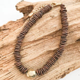 Gemstone Disc Necklace w/Prism Brass