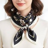 Silk Feel Magnolia Floral Print Square Scarf