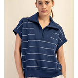 STRIPE QUARTER ZIP PULLOVER