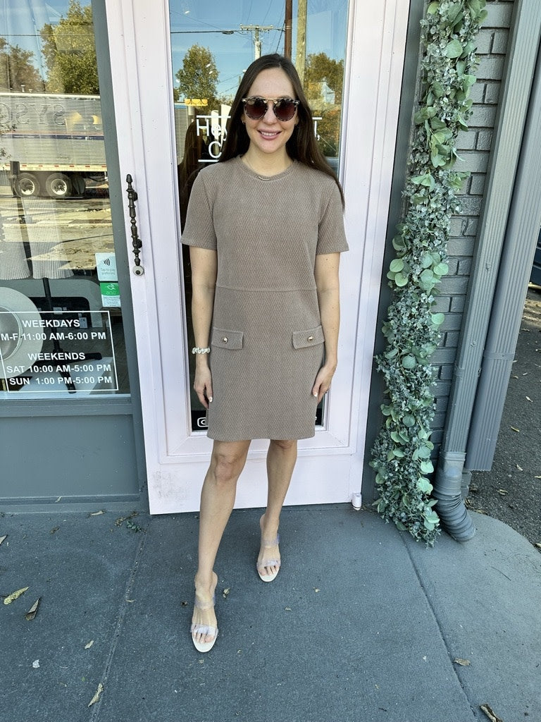 CHENILLE TEXTURED SHIFT DRESS