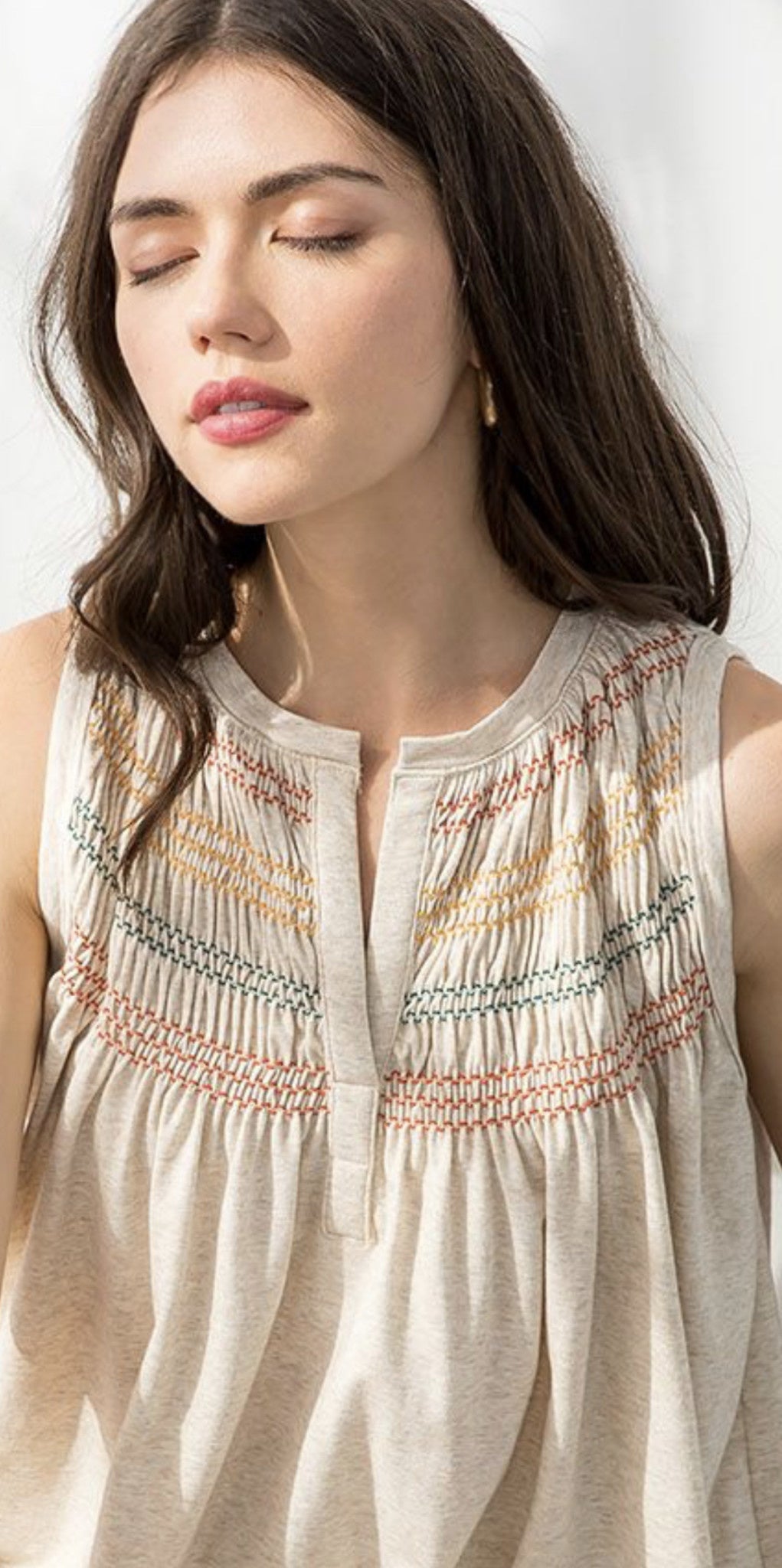 SMOCKED ZIG ZAG SLVLS TOP