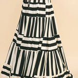 STRIPED MIDI SKIRT