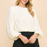 ACCORDIAN PLEATED LSLV TOP W/ELASTIC WAIST