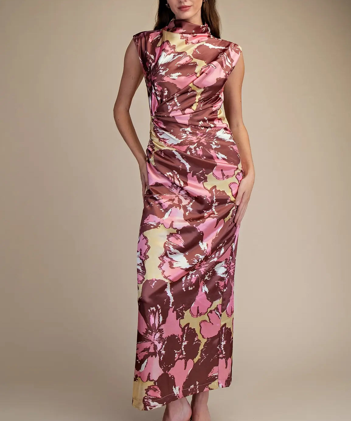 CAP SLEEVE MOCK NECK DRESS