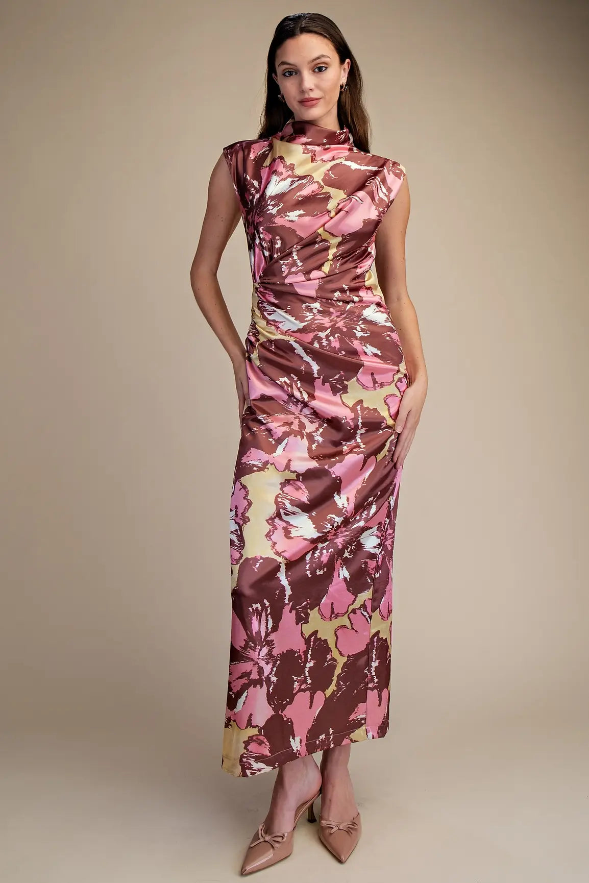 CAP SLEEVE MOCK NECK DRESS