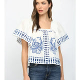 TEDDY RUFFLED SSLV FLORAL TOP