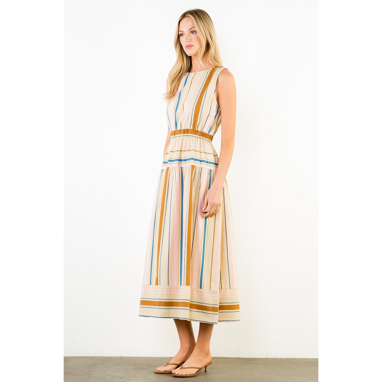STRIPE MIDI DRESS
