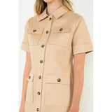 UTILITY POCKET BUTTON FRONT MINI DRESS