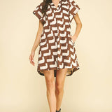 GEOMETRIC PRINT TUNIC MINI DRESS