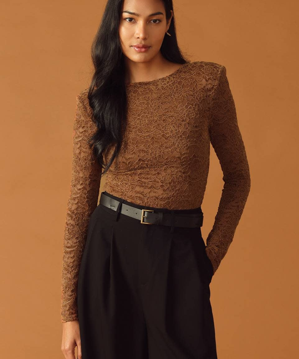 WOVEN LACE BODYSUIT