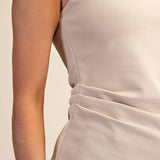 ROUND NECK SLVS SIDE DRAPED TOP