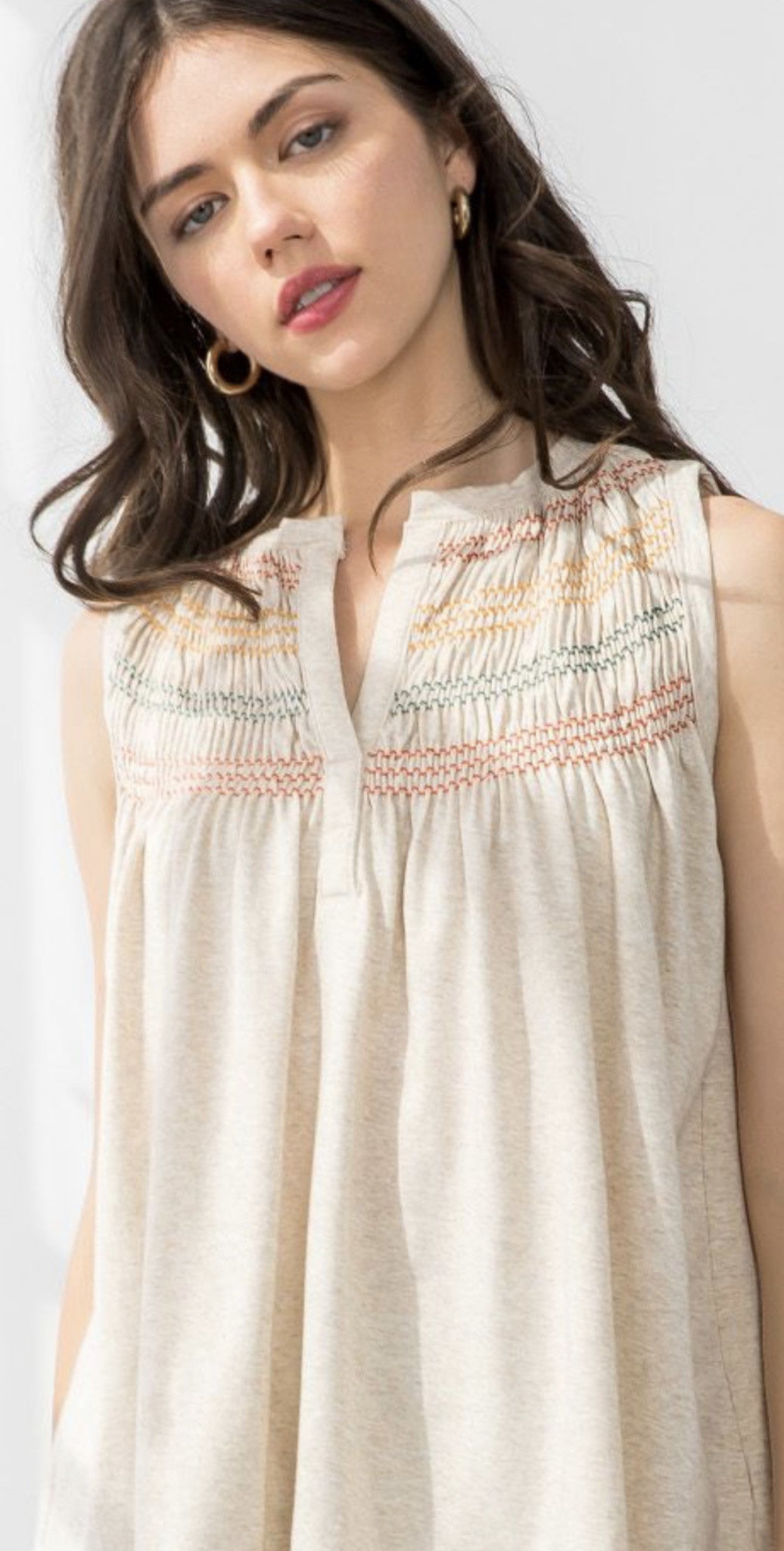 SMOCKED ZIG ZAG SLVLS TOP