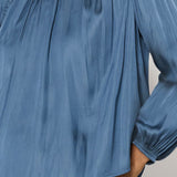 ROUND NECK LSLV INSET SHOULDER TOP