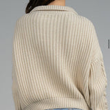 HALF ZIP CABLE DETAIL SWEATER