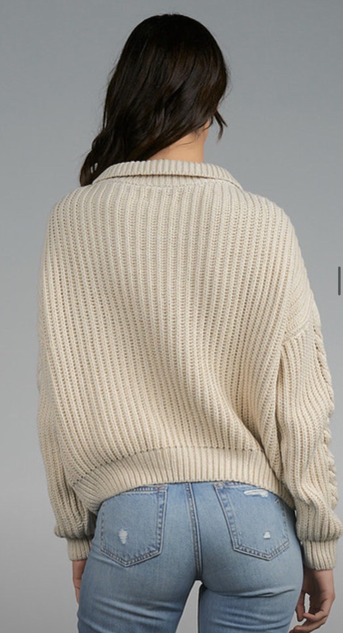 HALF ZIP CABLE DETAIL SWEATER