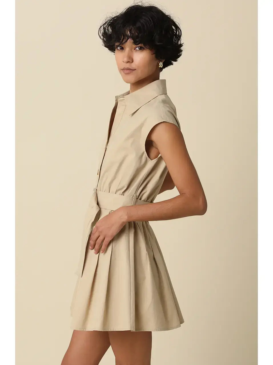DONNA BELTED SLVLESS SHIRT DRESS