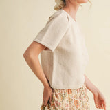 SHORT SLEEVED BUTTON UP SWEATER