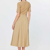 VNECK SSLV KNIT TOP MIDI