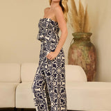 PRINTED STRAPLESS ROMPER
