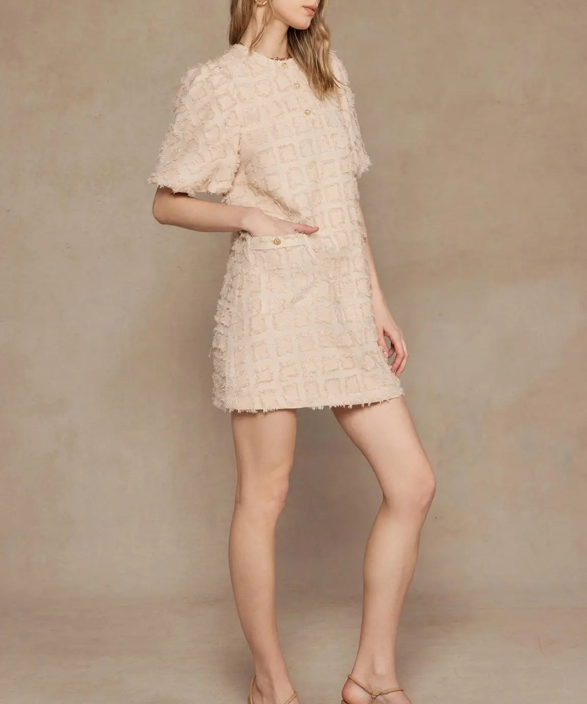 FRINGE PLAID PATTERN MINI DRESS