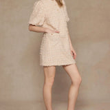 FRINGE PLAID PATTERN MINI DRESS