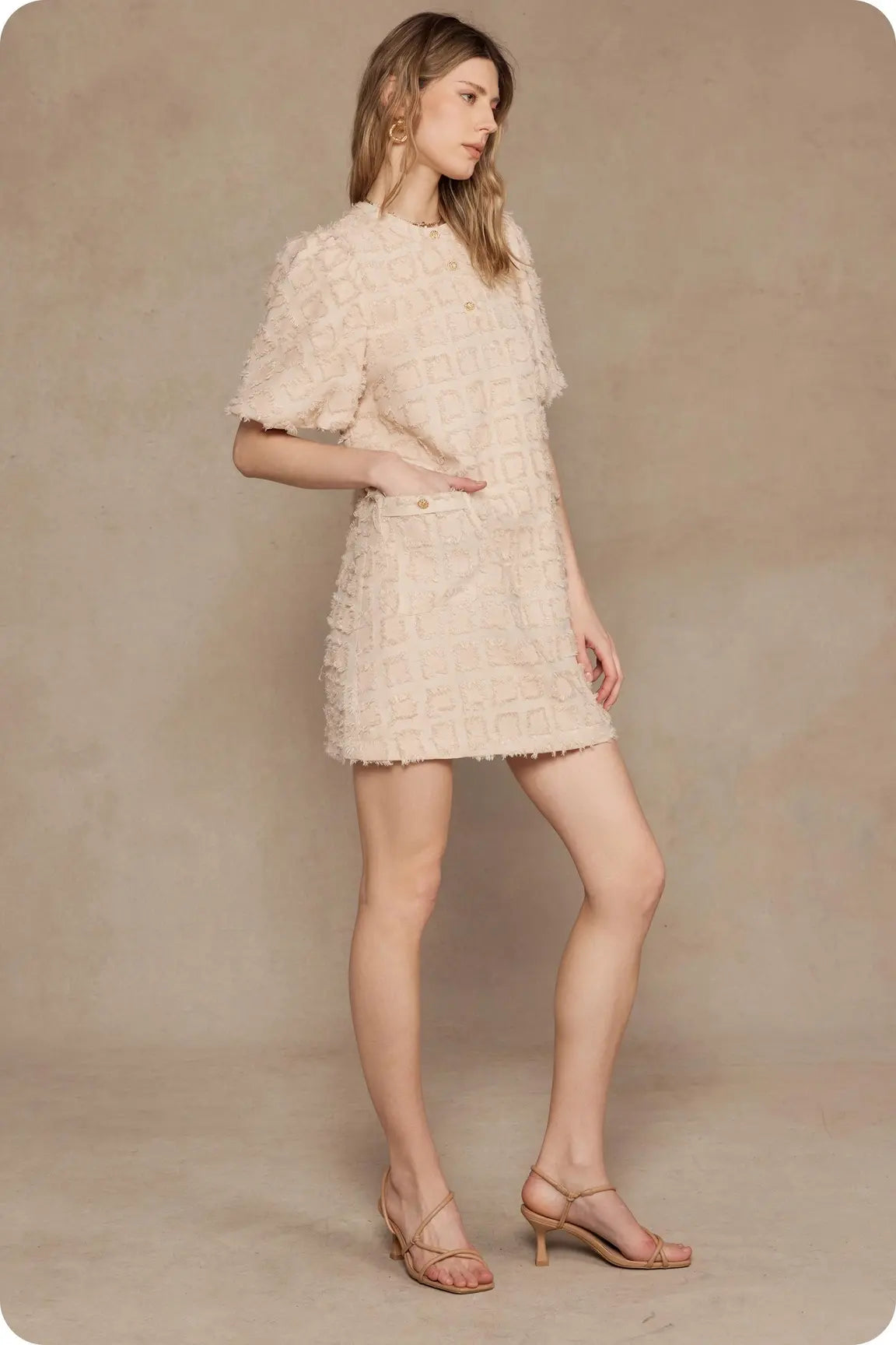 FRINGE PLAID PATTERN MINI DRESS