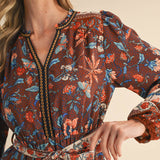 FLORAL PRINT BELTED MIDI