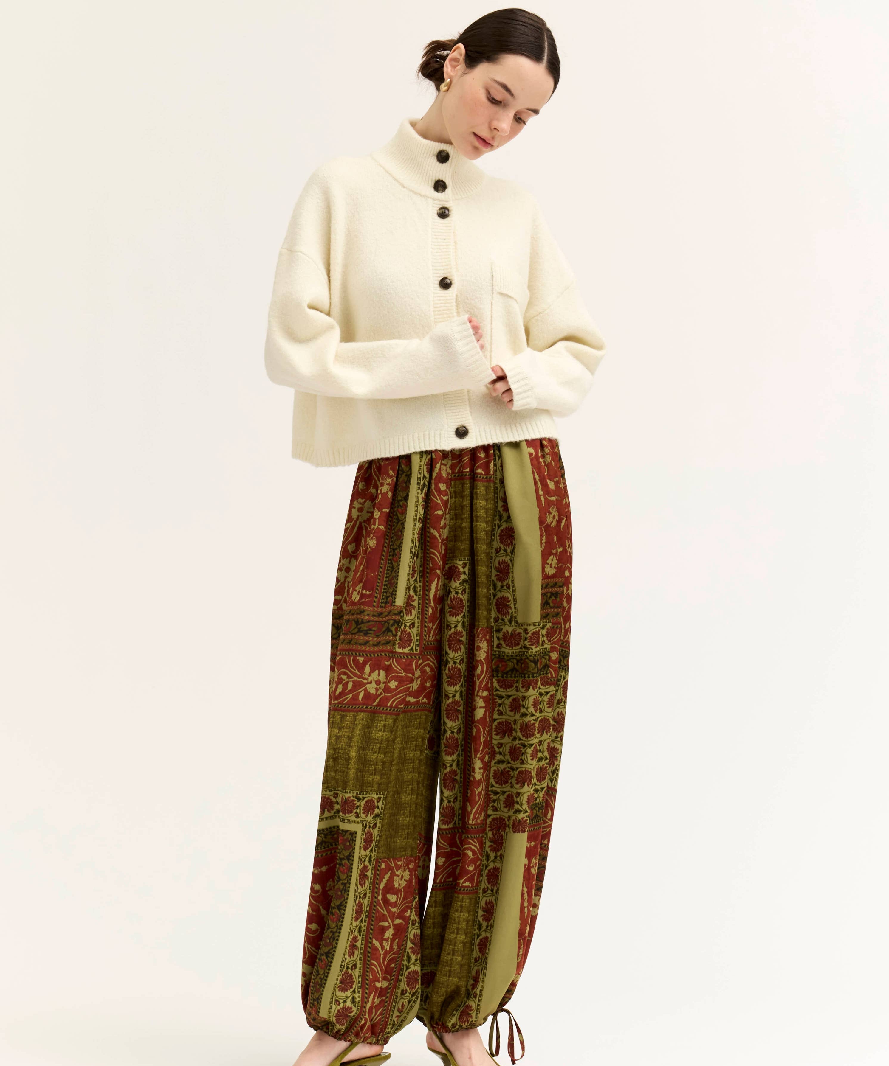 Funnel Neck Crop Cardigan
