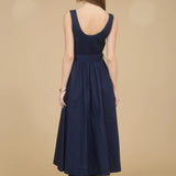 SLVLESS A-LINE MIDI W/ TIE BELT