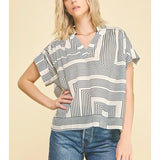 GEOMETRIC VNECK BLOUSE