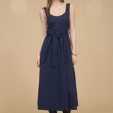 SLVLESS A-LINE MIDI W/ TIE BELT