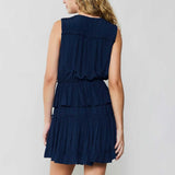 SLVLESS SURPLICE TIERED MINI DRESS W/ RUFFLE
