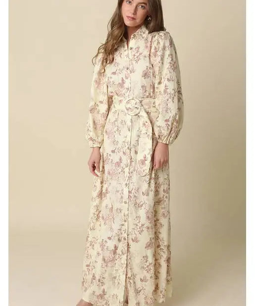 CAROLYN FLORAL BELTED MAXI