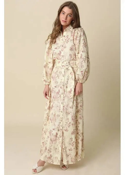 CAROLYN FLORAL BELTED MAXI