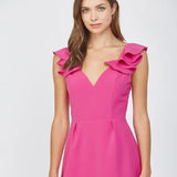 RUFFLED SHOULDER OPEN BACK MINI
