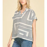 GEOMETRIC VNECK BLOUSE
