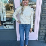 KNIT SWEATER W/ PEARL BUTTON DETAIL