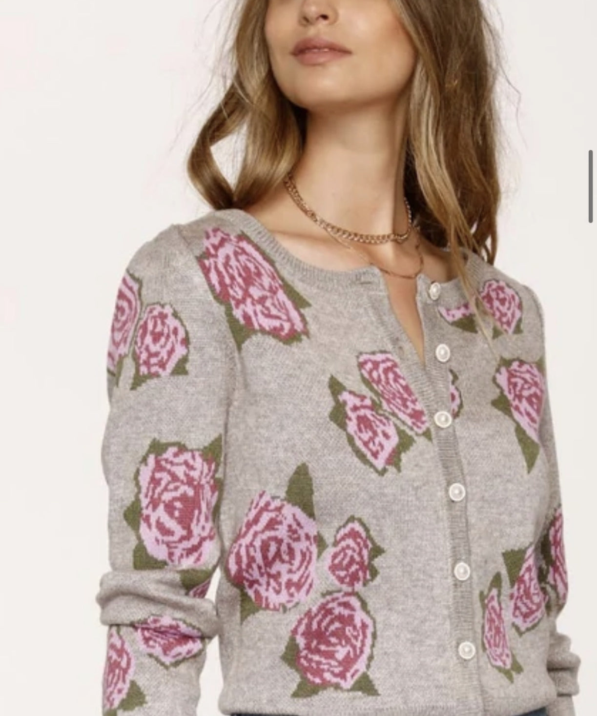JACQUARD ROSE CARDIGAN