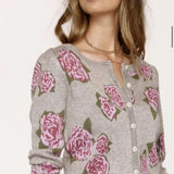 JACQUARD ROSE CARDIGAN