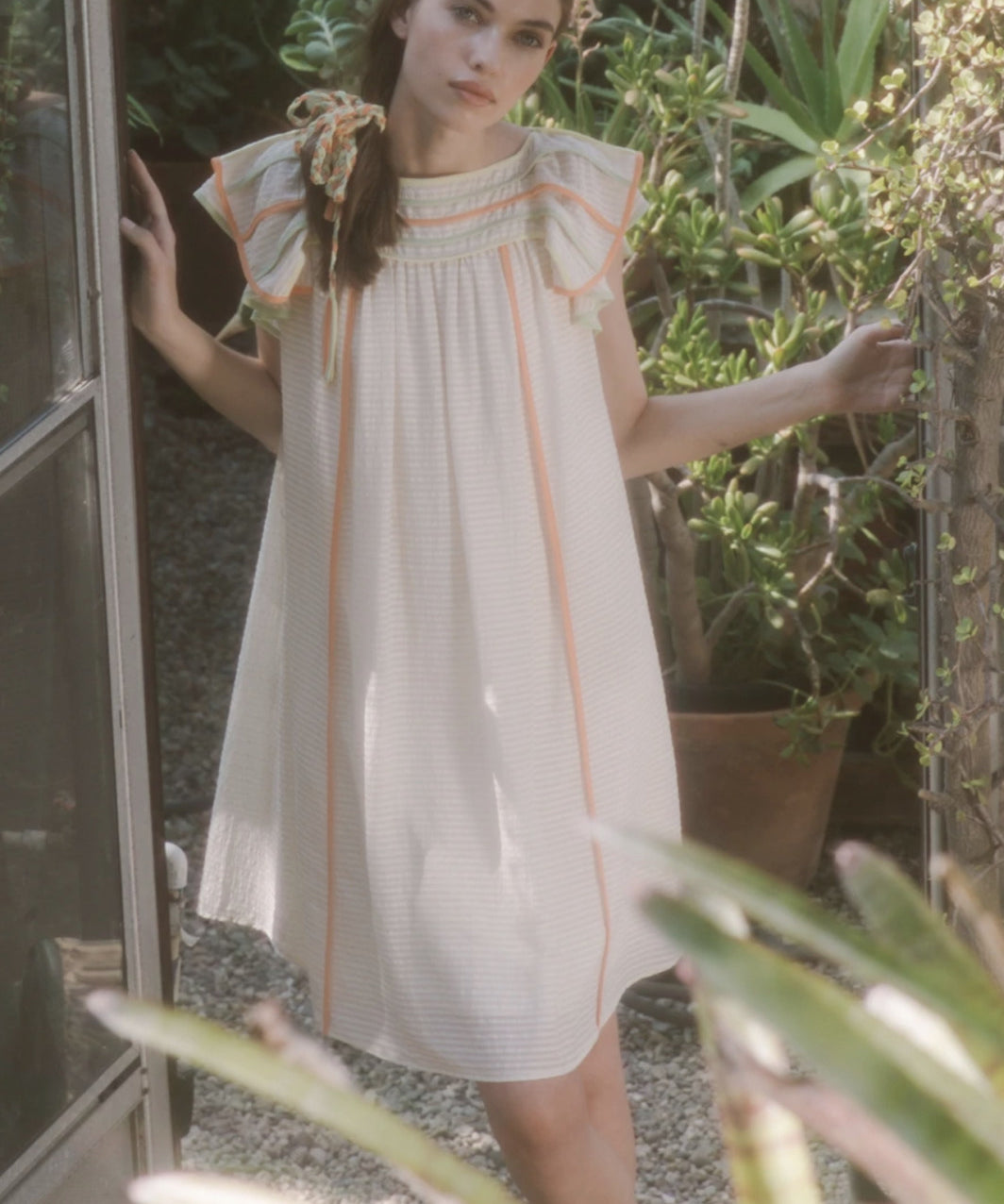 MINI DRESS WITH CONTRAST PIPE/BRAID